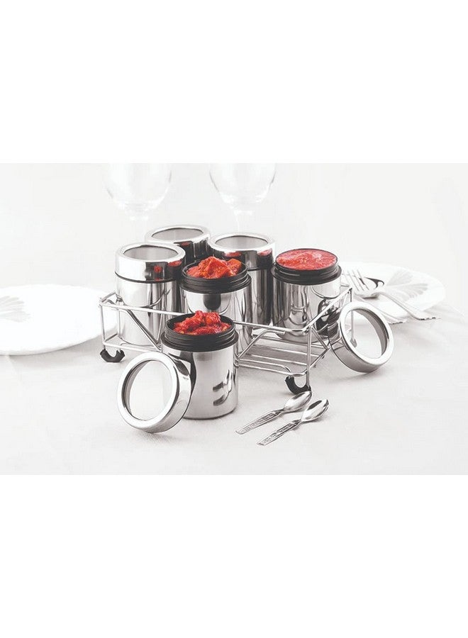 STEEPLE Stainless Steel Masala Dabba| 7 in 1 Masala Dani| Dry Fruits Jars & Containers| Masala Box For Kitchen| Spice Box| (Silver 6pcs) - Image 2