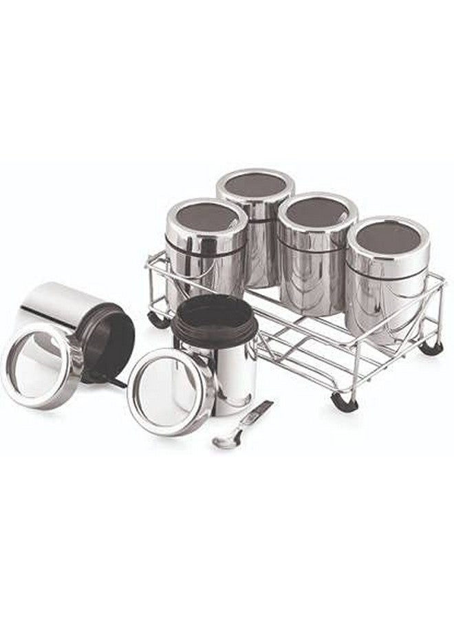 STEEPLE Stainless Steel Masala Dabba| 7 in 1 Masala Dani| Dry Fruits Jars & Containers| Masala Box For Kitchen| Spice Box| (Silver 6pcs) - Image 1