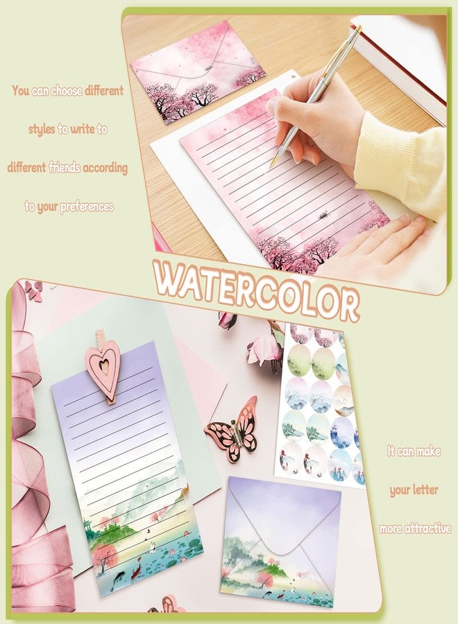 تاوباري مجموعة أوراق قرطاسية من تاوباري مكونة من 160 قطعة (50 ورقة كتابة مزدوجة الجوانب، 50 ظرفًا متطابقًا)، 60 ملصقًا دائريًا منقطًا، 10 تصاميم (رسم بالحبر، 5.5 × 8.25 بوصة). - Image 5