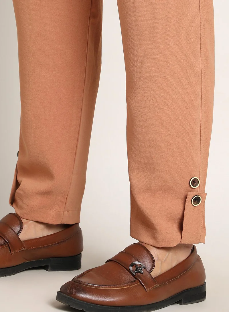 كامبوس سوترا Men's Peach Orange Roll-Up Trousers