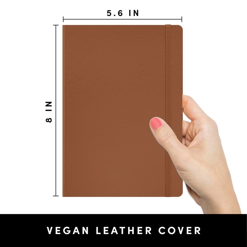 PAPERAGE Dotted Journal Notebook, (Cognac), 160 Pages, Medium 5.6 in x 8 in - 100 GSM Thick Paper â€“ Hardcover Journaling Notebook for Work, School & Bullet Journaling - Image 2