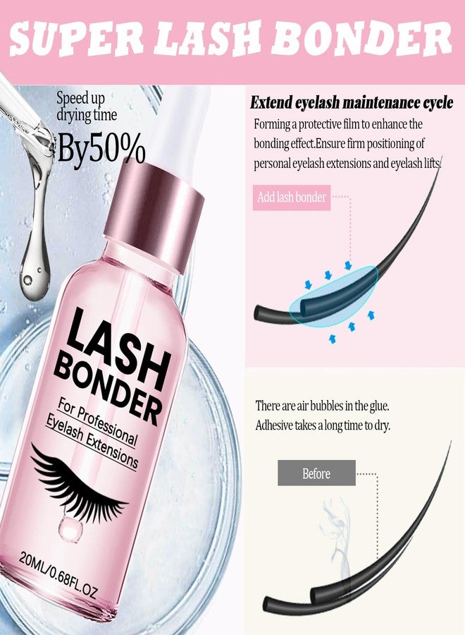QUKLOGEN Lash Glue Primer Super Lash Bonder for Eyelash Extensions Kit Instant Cure Adhesive Companion 5IN1 Professional Use Only Lash Extension Supplies with Brush Tweezers Applicator - Image 3