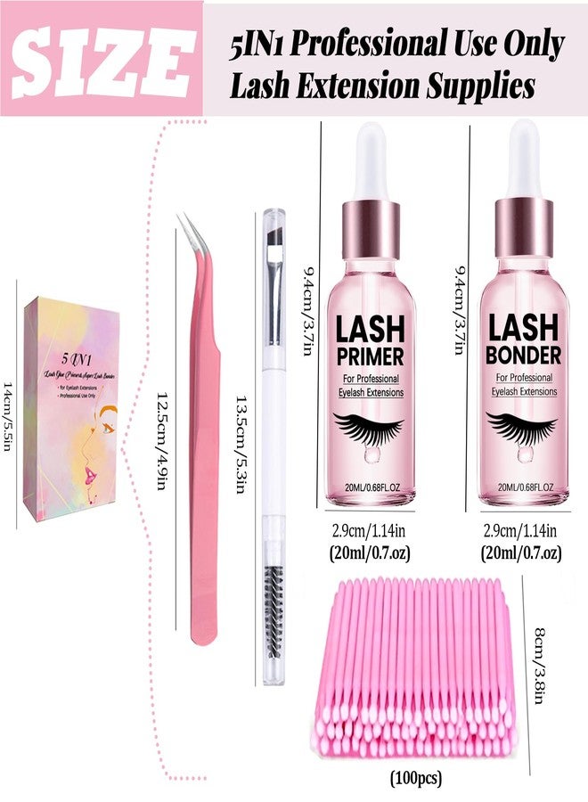 QUKLOGEN Lash Glue Primer Super Lash Bonder for Eyelash Extensions Kit Instant Cure Adhesive Companion 5IN1 Professional Use Only Lash Extension Supplies with Brush Tweezers Applicator - Image 2
