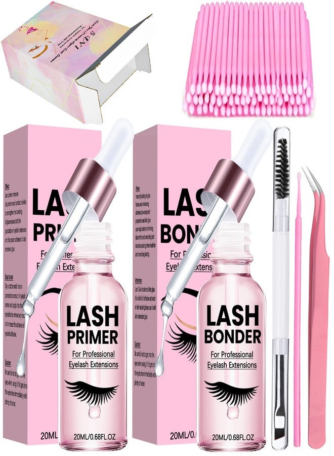 QUKLOGEN Lash Glue Primer Super Lash Bonder for Eyelash Extensions Kit Instant Cure Adhesive Companion 5IN1 Professional Use Only Lash Extension Supplies with Brush Tweezers Applicator - Image 1