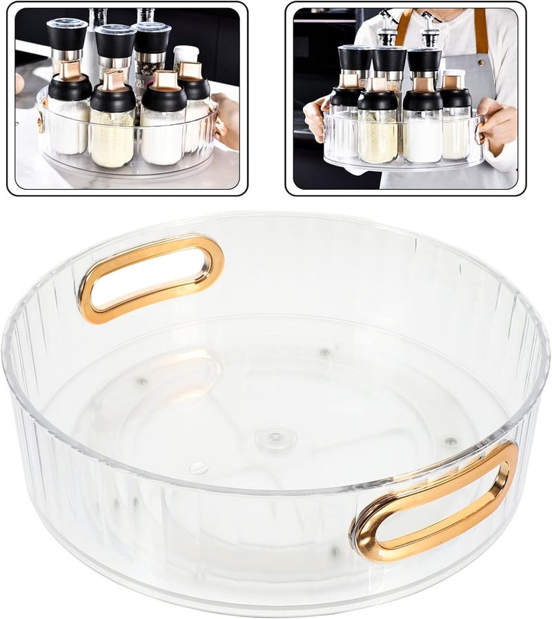 Bayleef 360 Rotating Storage Tray, Clear Spinning Spice Organizer, Makeup Skin Care Rack, for Cabinet, Table, Pantry, Fridge, Countertop, Kitchen, Dressing Table (Color : Transparent) - Image 2