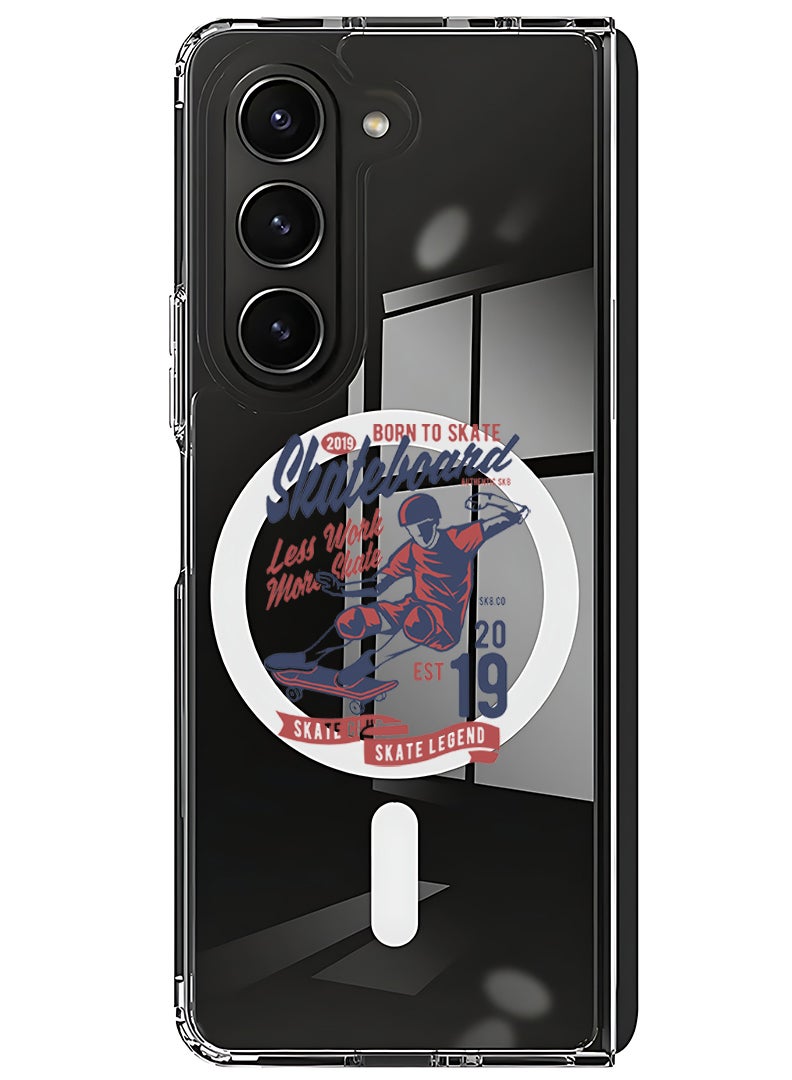 Theodor Magnetic Case for Samsung Galaxy Z Fold 5 Compatible with MagSafe Wireless Charging, Shockproof Phone Bumper Cover Skateboard - Image 1