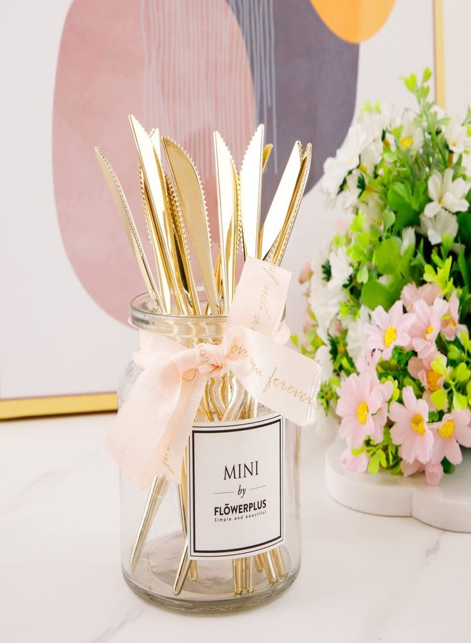 U-QE 180Pcs Gold Plastic Knives, Disposable Heavy Duty Plastic Silverware, Heavyweight Knives, Gold Flatware Perfect For Parties, Weddings and Everyday Use - Image 3