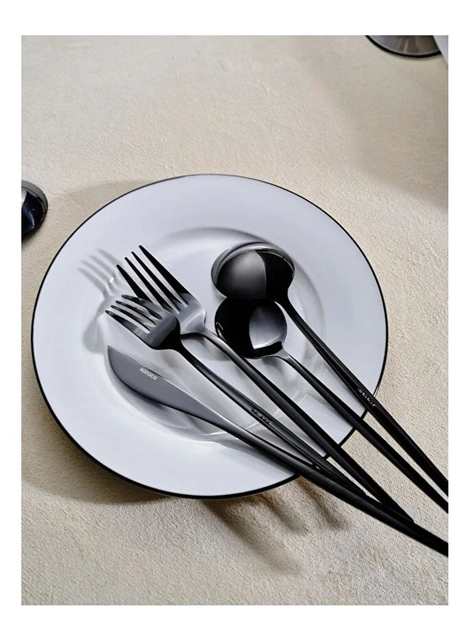 Karaca Orion Black 35 Piece Fork Spoon Knife Set for 7 People - Image 1