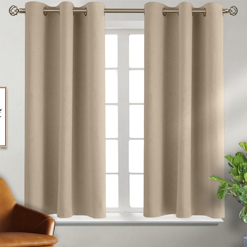 BGment Blackout Curtains - Grommet Thermal Insulated Room Darkening Bedroom and Living Room Curtains  Set of 2 Panels (38 x 54 Inch  Sand) - Image 4