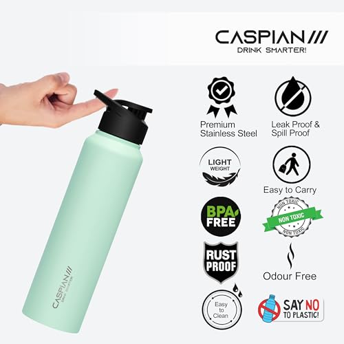 CASPIAN /// HIke ISI Certified Stainless Steel Water Bottle 1 ltr. (Mist Green & Light Pink, 1 Litre, Set of 2)|Leak Proof Sipper for Fridge Home Office Travel School Kids Boys Girls Adults Sports Gym - Image 4
