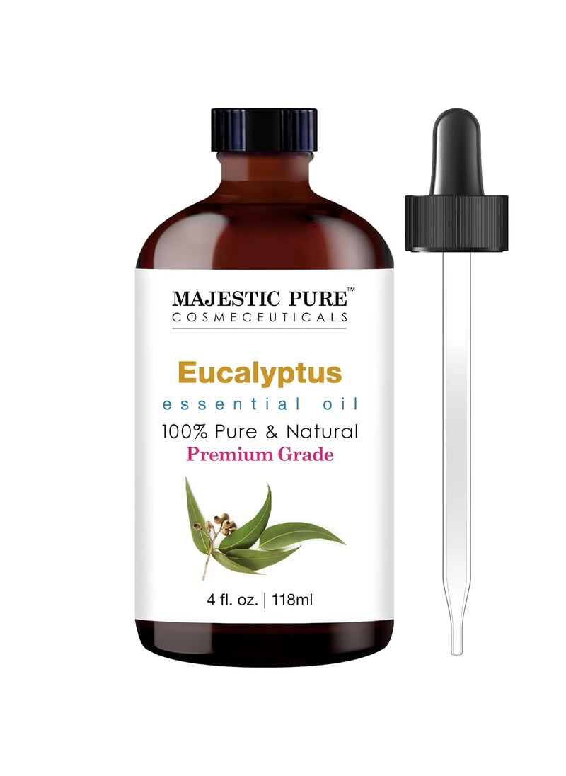 Majestic Pure MAJESTIC PURE Eucalyptus Essential Oil | 100% Pure and Natural Eucalyptus Oil | Premium Grade Essential Oils for Hair Care, Home Diffusers, Skin, Aromatherapy, Massage and Humidifiers | 4 Fl Oz 