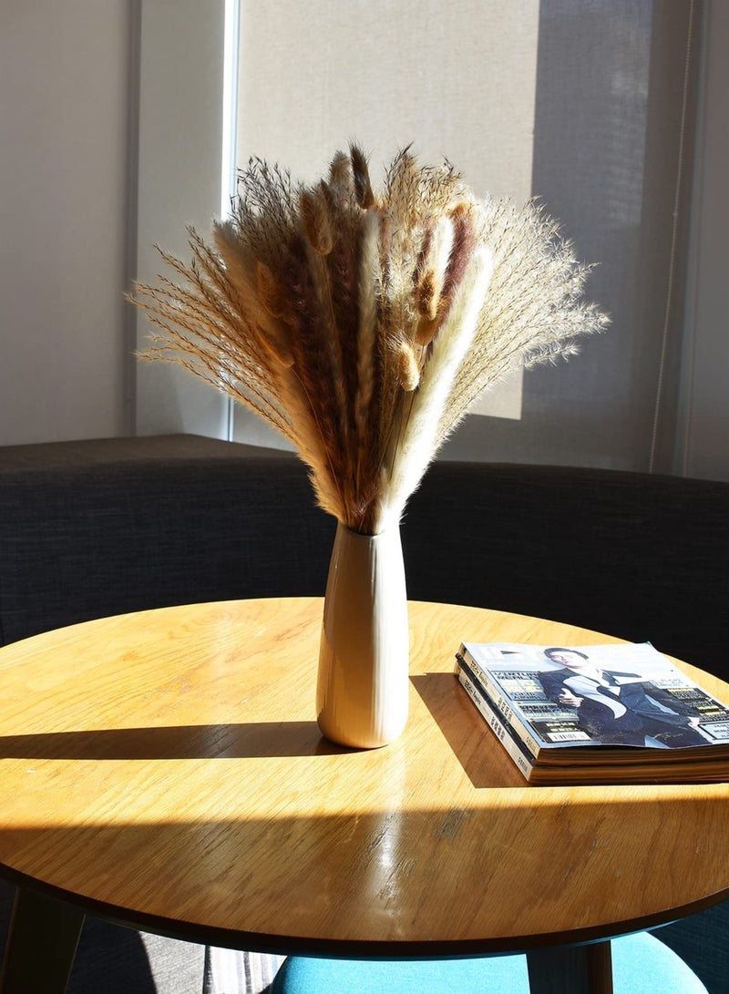 100 Pcs Dried Pampas Grass Bouquet, Brown & White Reed and Rabbit Tail Grass, Boho Home Decor for Weddings, Floral Arrangements, Wall & Bathroom Decoration. - Image 3