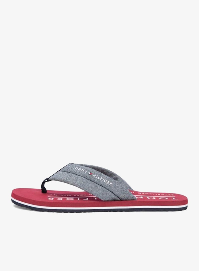 TOMMY HILFIGER Pure Linen Chambray Jacquard Flip-Flops - Image 2