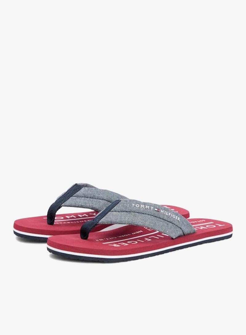 TOMMY HILFIGER Pure Linen Chambray Jacquard Flip-Flops - Image 4