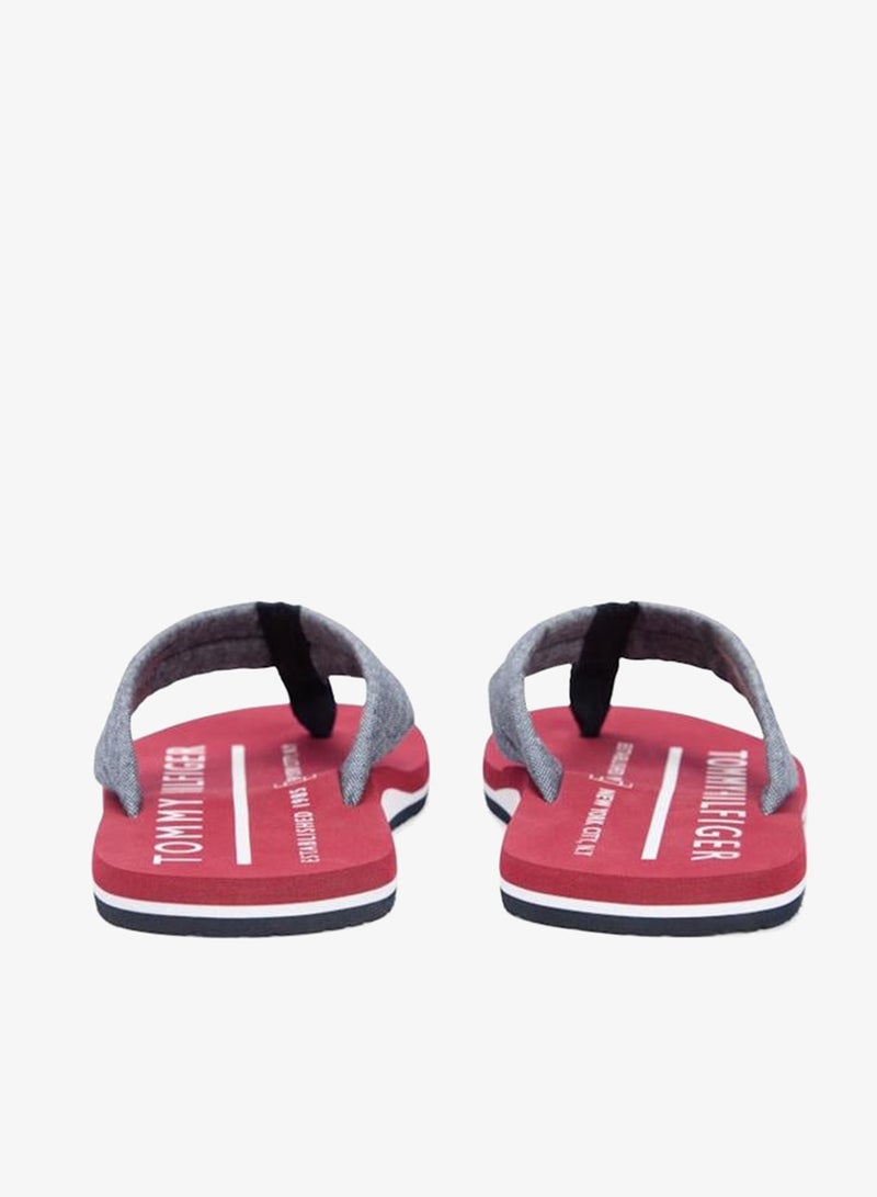 TOMMY HILFIGER Pure Linen Chambray Jacquard Flip-Flops - Image 3