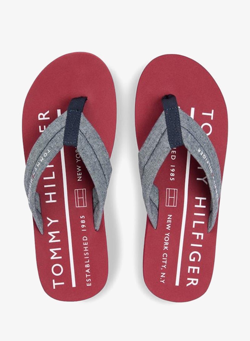 TOMMY HILFIGER Pure Linen Chambray Jacquard Flip-Flops - Image 5