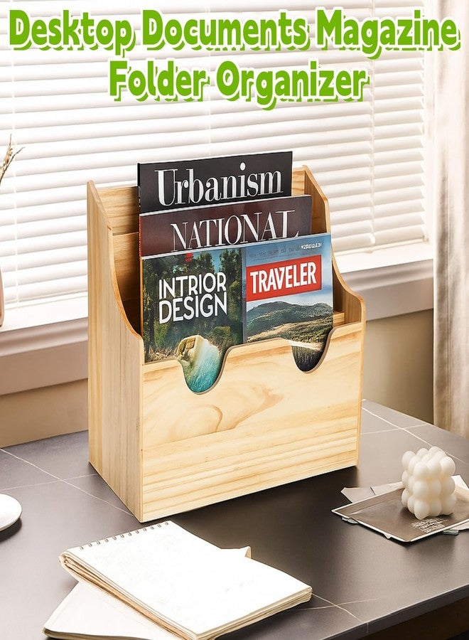 Acshio Wood Magazine Holder, 4 Tiers Wall Mounted Desktop Magazine File Divided Organizer, Mail Paper Sorter Newspaper Storage Bin Basket for Office, Home - Image 4