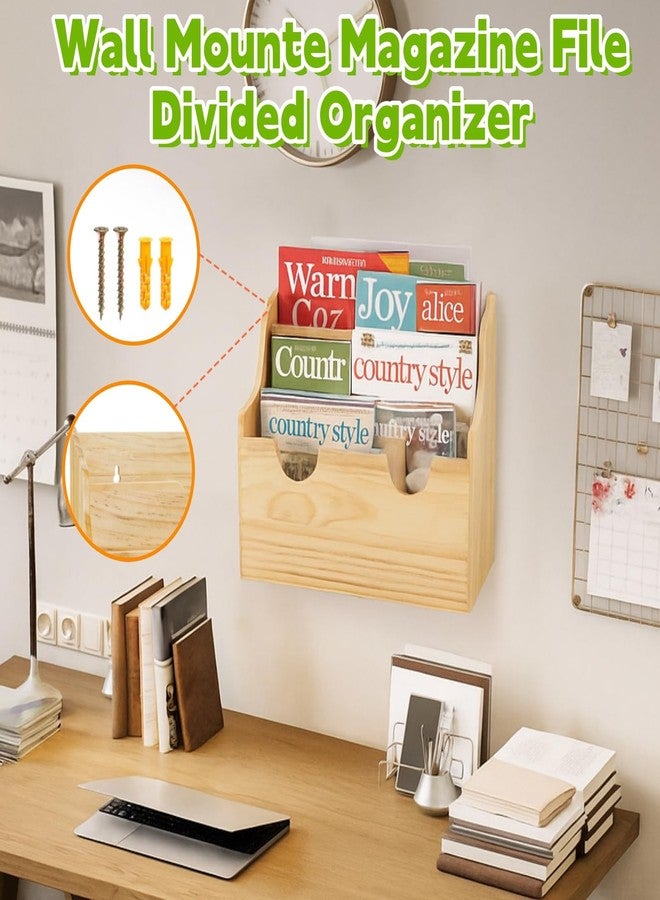 Acshio Wood Magazine Holder, 4 Tiers Wall Mounted Desktop Magazine File Divided Organizer, Mail Paper Sorter Newspaper Storage Bin Basket for Office, Home - Image 5