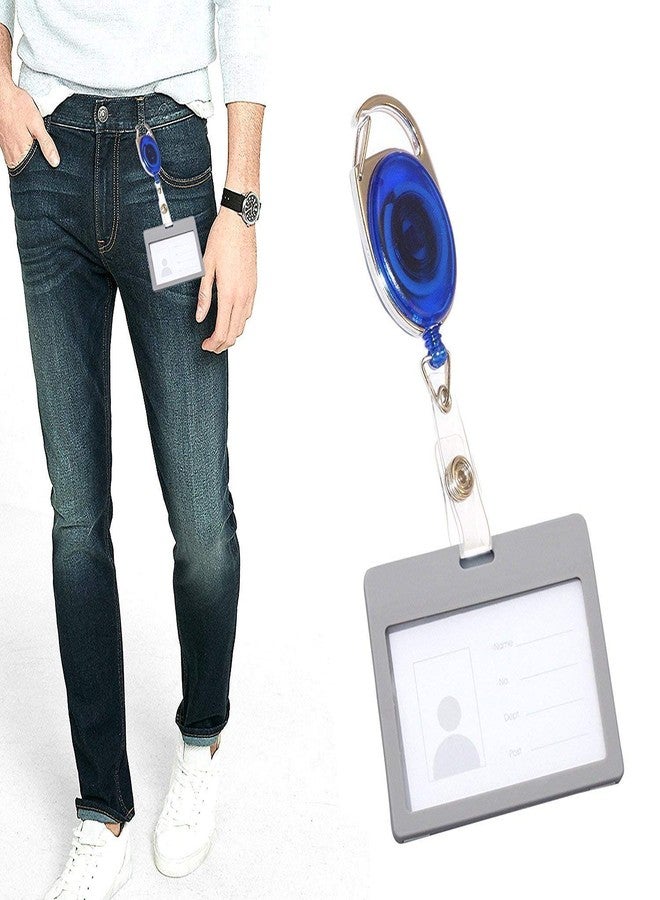 ANG 5 Pcs Oval Shape Retractable Yo-Yo Clip for Id Card Holder (Blue) - Image 5