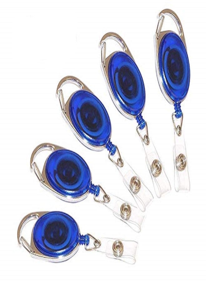 ANG 5 Pcs Oval Shape Retractable Yo-Yo Clip for Id Card Holder (Blue) - Image 1