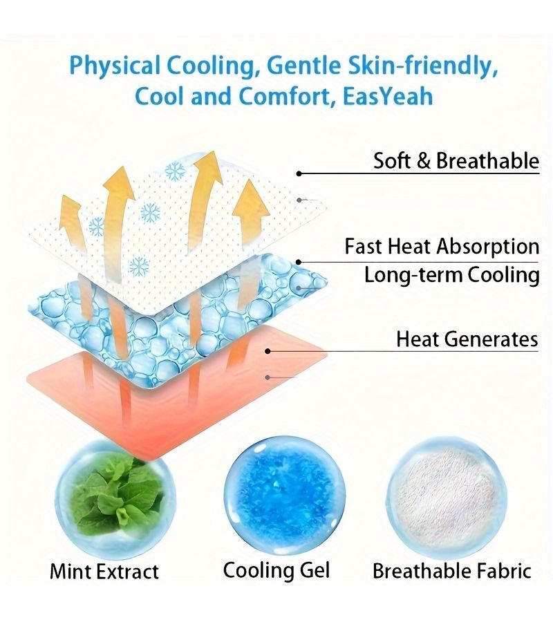 20 40 60 Pcs Quick Acting Cooling Gel Sheets Summer Long Acting Gel Material Suitable For Daily Use And Elderly Care - Image 4