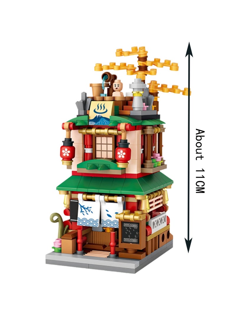 Mini Hot Spring House 399pcs, Japanese Street Scene Set Building Block Toys Children'S Educational Assembly Model Gift - Image 2