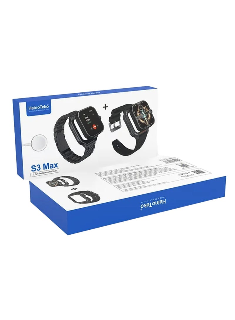 Haino Teko Premium S3 Max with 2 Set Replacement Cover smartwatches _Black - Image 2