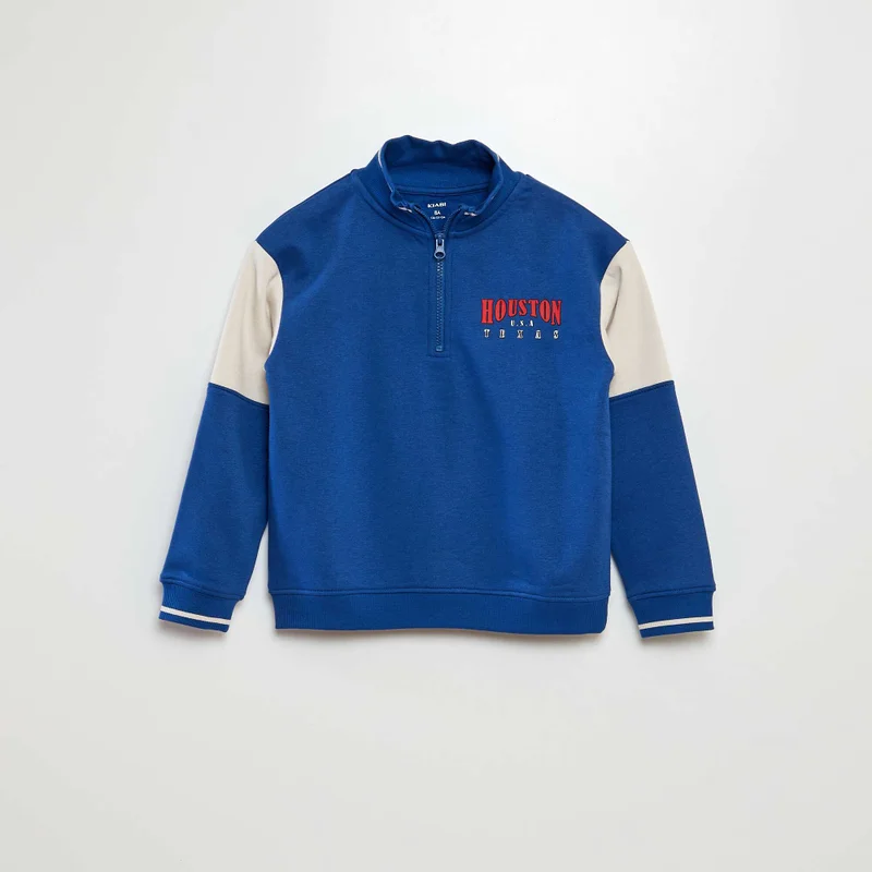 Kiabi Zip-Up High-Neck Sweater Blue