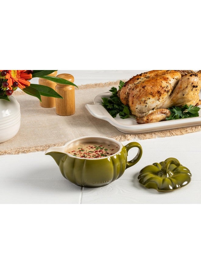 Le Creuset Le Creuset Stoneware Pumpkin Gravy Boat with Lid, 14 oz., Persimmon  - Image 2