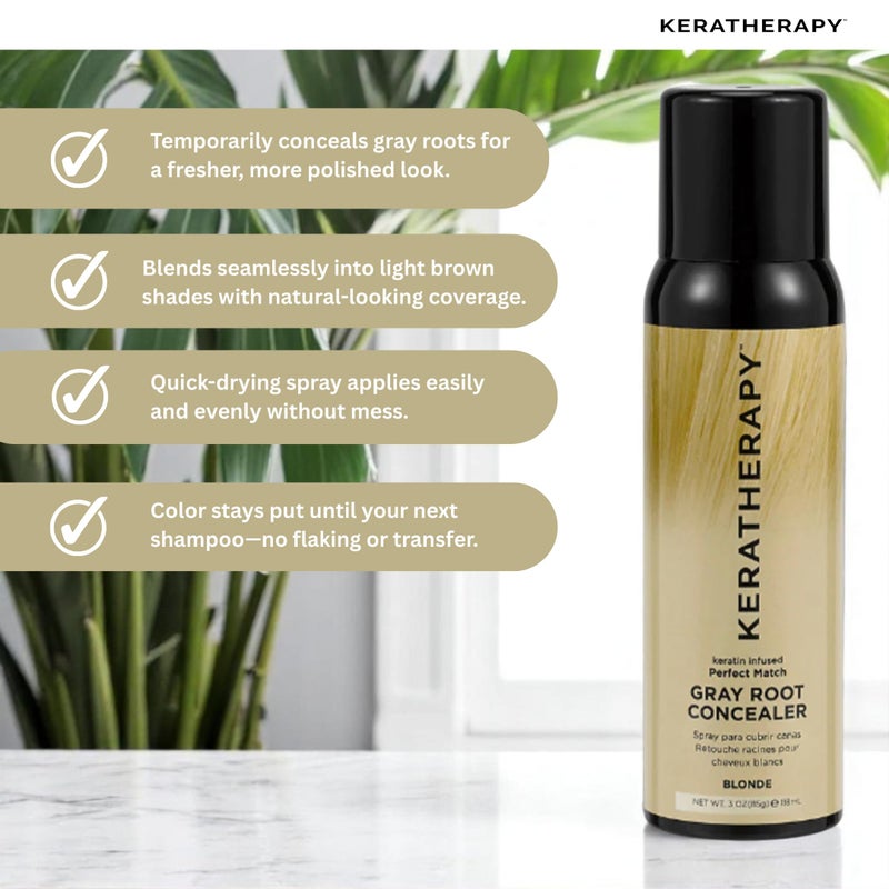 Keratherapy Keratin Infused Perfect Match Gray Root Concealer Spray, Blonde, 3 oz, 118 ml - Root Cover Up Spray to Hide Gray Roots - Keratin Therapy Hair Darkening & Temporary Scalp Concealer - Image 3
