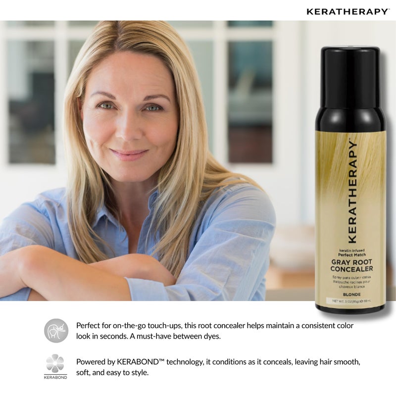 Keratherapy Keratin Infused Perfect Match Gray Root Concealer Spray, Blonde, 3 oz, 118 ml - Root Cover Up Spray to Hide Gray Roots - Keratin Therapy Hair Darkening & Temporary Scalp Concealer - Image 5