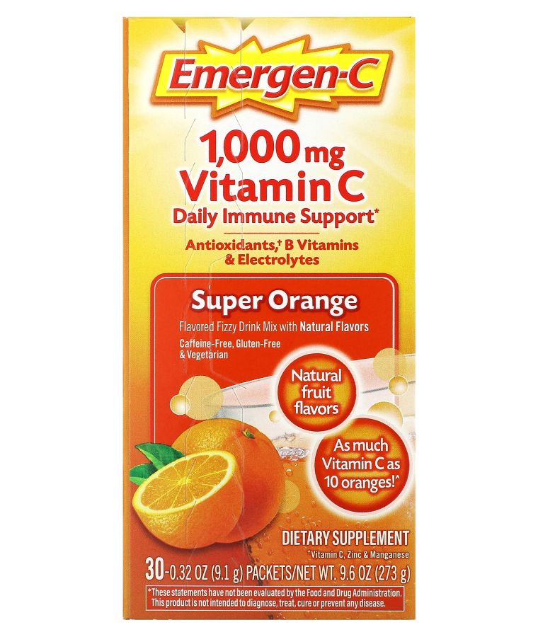 Emergen-C Vitamin C Super Orange 1000 mg 30 Packets 0.32 oz (9.1 g) Each