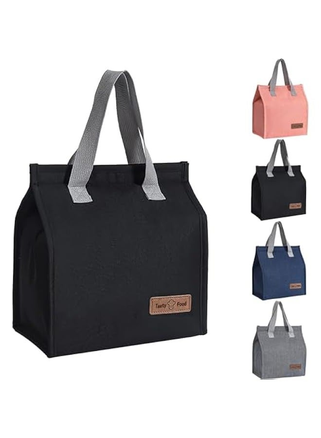 بيوينتي شنط غداء للنساء والرجال من مويابس، شنطة غداء معزولة وقابلة لاعادة الاستخدام ومانعة للتسرب، شنط رائعة للاطفال والبنات والبالغين، شنطة تبريد حرارية للعمل والمدرسة والنزهات والسفر (اسود) - Image 1