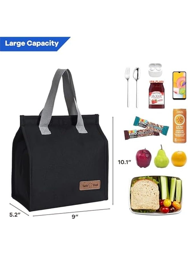 بيوينتي شنط غداء للنساء والرجال من مويابس، شنطة غداء معزولة وقابلة لاعادة الاستخدام ومانعة للتسرب، شنط رائعة للاطفال والبنات والبالغين، شنطة تبريد حرارية للعمل والمدرسة والنزهات والسفر (اسود) - Image 2