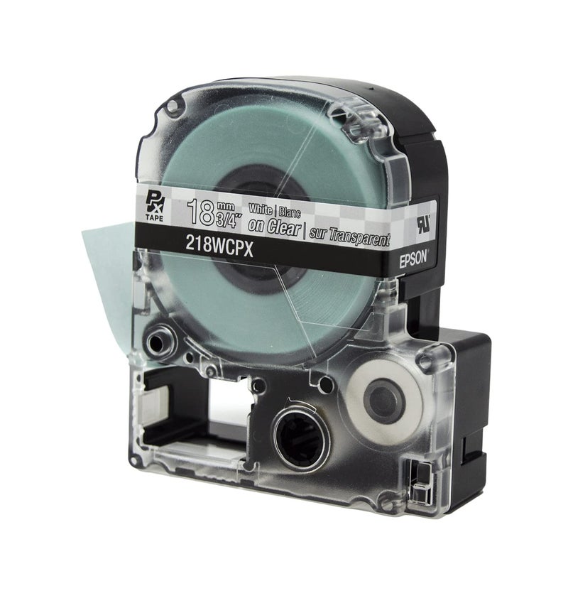 LABELWORKS Epson LABELWORKS 218WCPX PET (Polyester) Tape Cartridge - White on Clear Label Maker Tape - 3/4" (18MM) Wide, 30' - Image 3