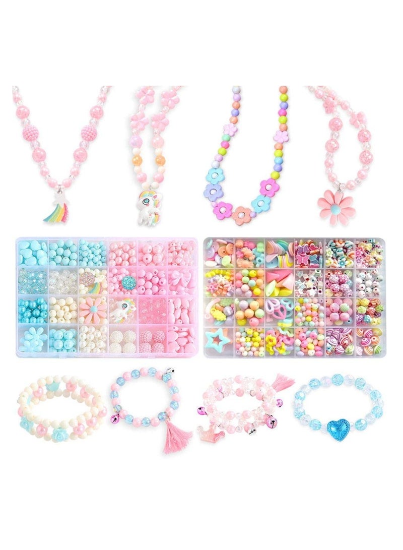 Colorful DIY Handmade Beaded Jewelry Craft Set for Kids - Acrylic Beads for Making Necklaces and Bracelets, Perfect for Girls' Dress-Up and Creative Play.  - Image 1