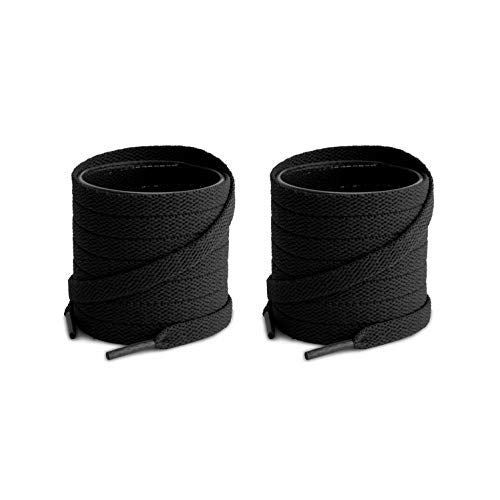 Lify 2 Pair Polyester Flat Shoe Laces for Athletic, Running - 5/16 Wide Shoelaces for Sneakers Shoes Boot Strings (180CM (70.86 Inch), Black) - Image 1