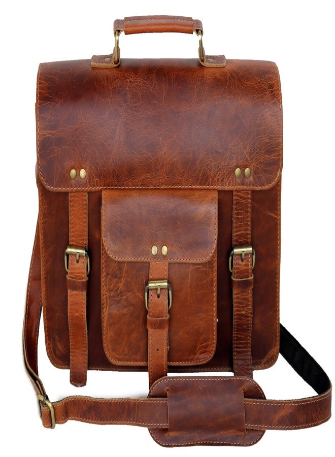 jaald Leather Messenger Bag Shoulder Bag Cross Body Vintage Messenger Bag Satchel Man Purse competible with Ipad and Tablet, Brown, Medium, 13 Inches - Image 2