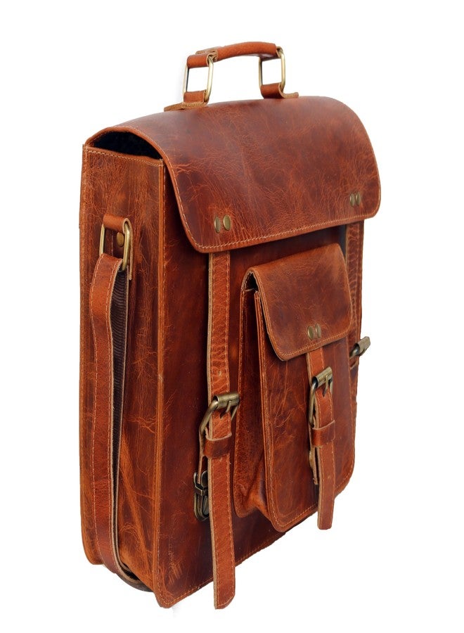 jaald Leather Messenger Bag Shoulder Bag Cross Body Vintage Messenger Bag Satchel Man Purse competible with Ipad and Tablet, Brown, Medium, 13 Inches - Image 3