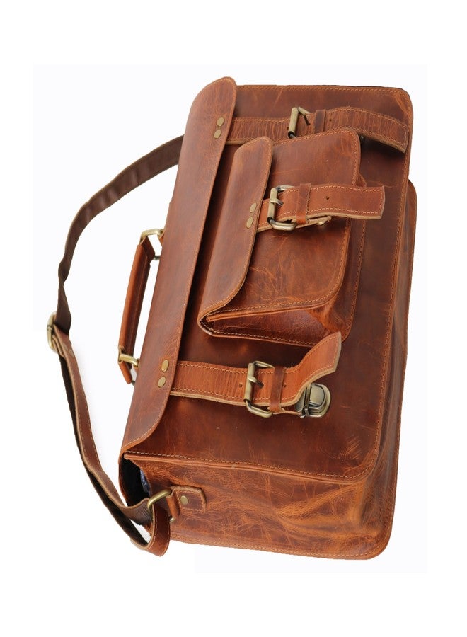 jaald Leather Messenger Bag Shoulder Bag Cross Body Vintage Messenger Bag Satchel Man Purse competible with Ipad and Tablet, Brown, Medium, 13 Inches - Image 4