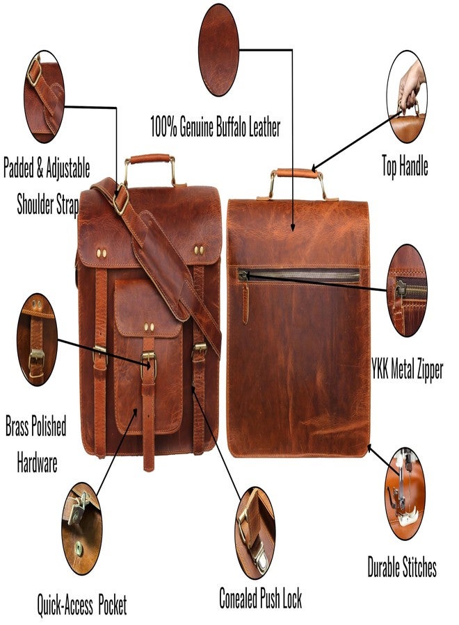 jaald Leather Messenger Bag Shoulder Bag Cross Body Vintage Messenger Bag Satchel Man Purse competible with Ipad and Tablet, Brown, Medium, 13 Inches - Image 5