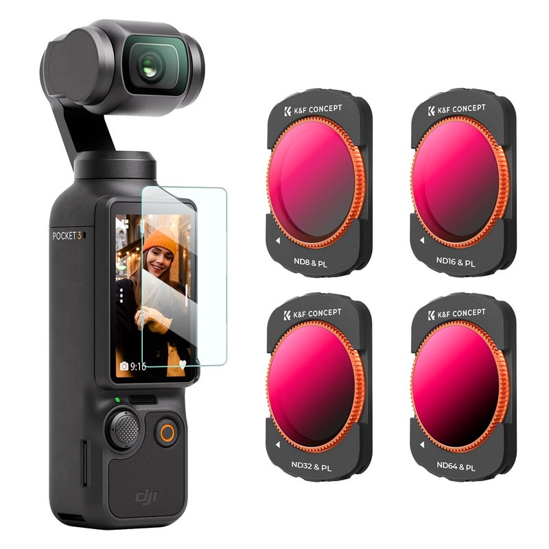 K&F Concept Magnetic ND Polarized Filters Set for DJI Osmo Pocket 3 Creator Combo Accessories -4-Pack (ND8/PL,ND16/PL,ND32/PL,ND64/PL) - Image 1