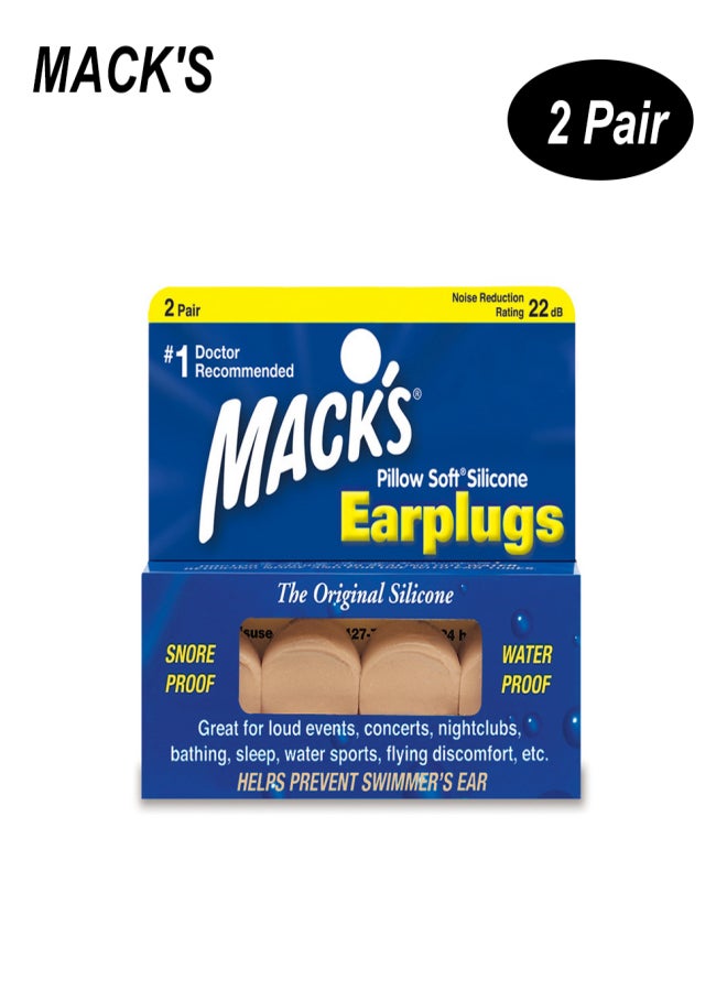 MACK'S 2 Pairs  Anti-noise Silicone Earplugs Professional Waterproof Swimming Earplugs Hearing Protection Anti Snore Ear Plugs - Image 1