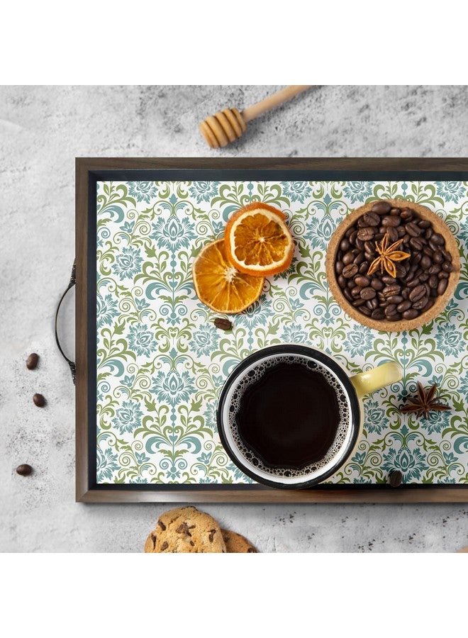 PAPER PLANE DESIGN Wooden Serving Tray For Serving, Table Decoration (12 X 18 Inch, Large, Brown, European Square - Image 1