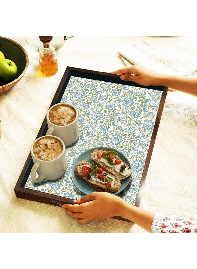 PAPER PLANE DESIGN Wooden Serving Tray For Serving, Table Decoration (12 X 18 Inch, Large, Brown, European Square - Image 2