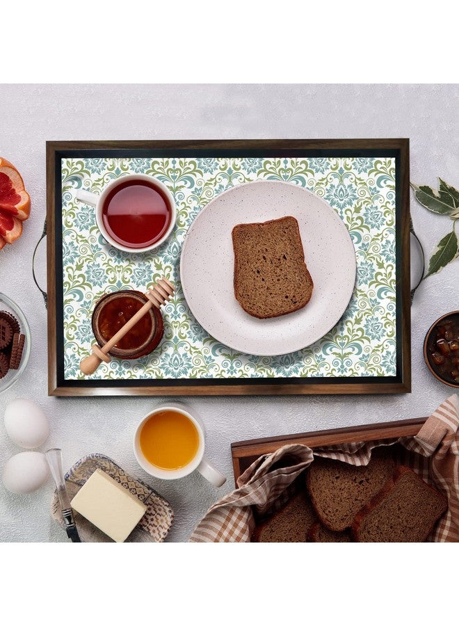 PAPER PLANE DESIGN Wooden Serving Tray For Serving, Table Decoration (12 X 18 Inch, Large, Brown, European Square - Image 4