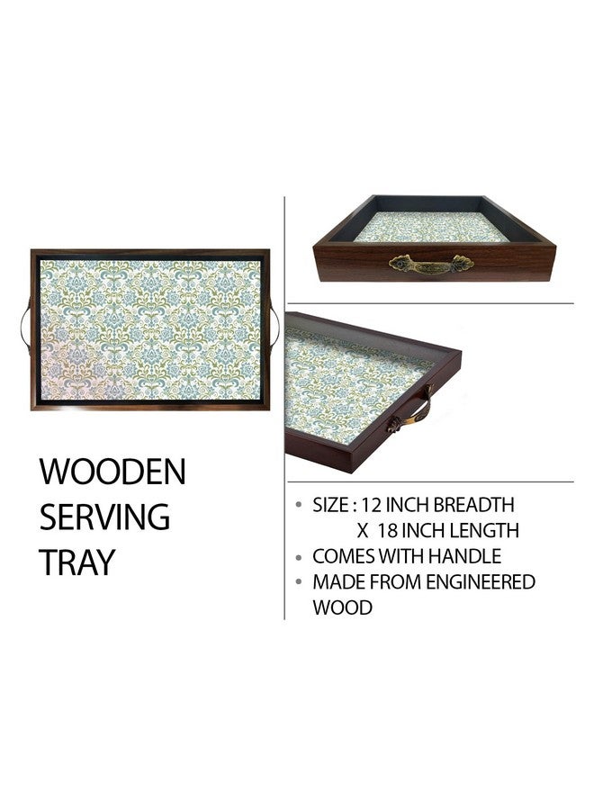 PAPER PLANE DESIGN Wooden Serving Tray For Serving, Table Decoration (12 X 18 Inch, Large, Brown, European Square - Image 5