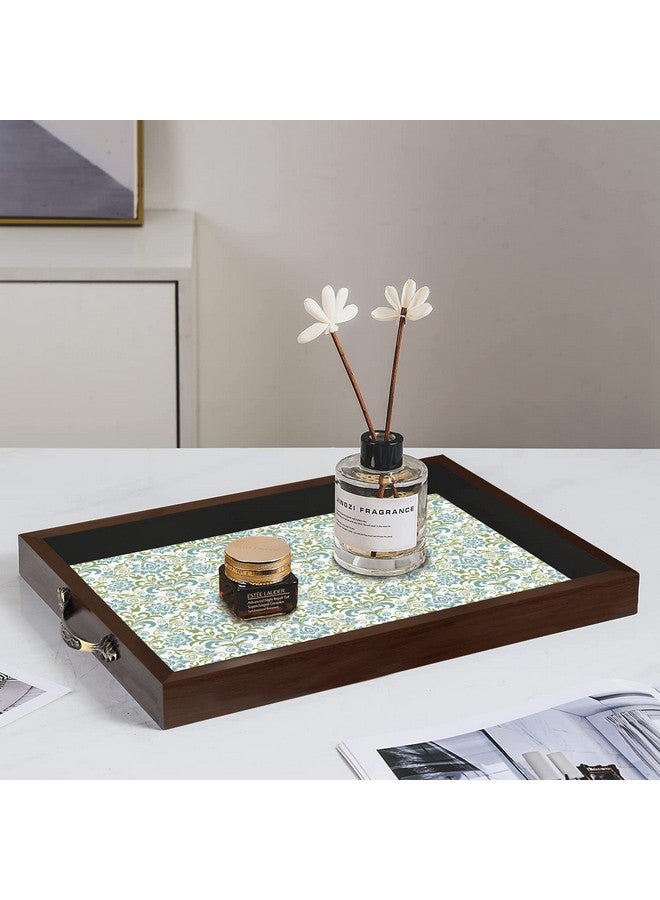 PAPER PLANE DESIGN Wooden Serving Tray For Serving, Table Decoration (12 X 18 Inch, Large, Brown, European Square - Image 3