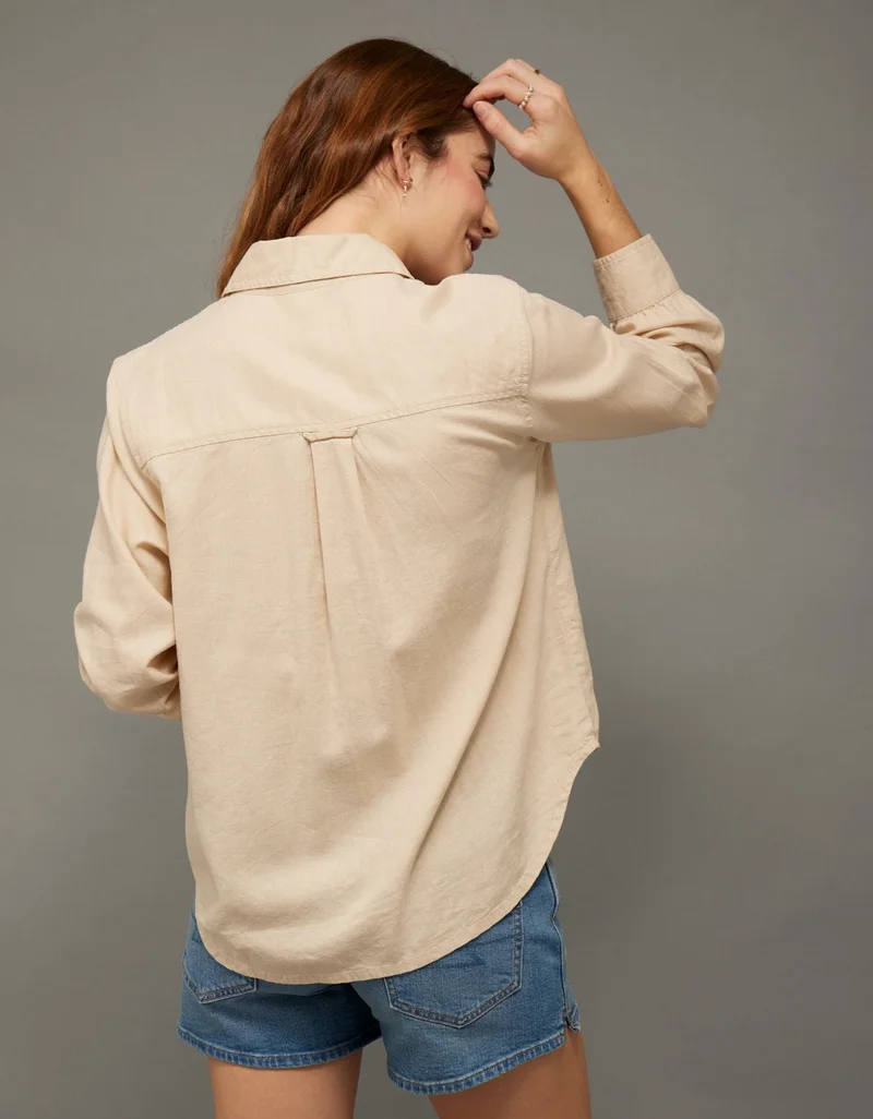 امريكان ايجل قميص بأزرار من مزيج الكتان