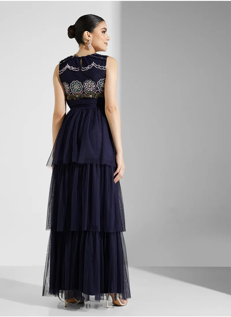 فروك اند فرل V-Neck Ruffle Detailed Dress